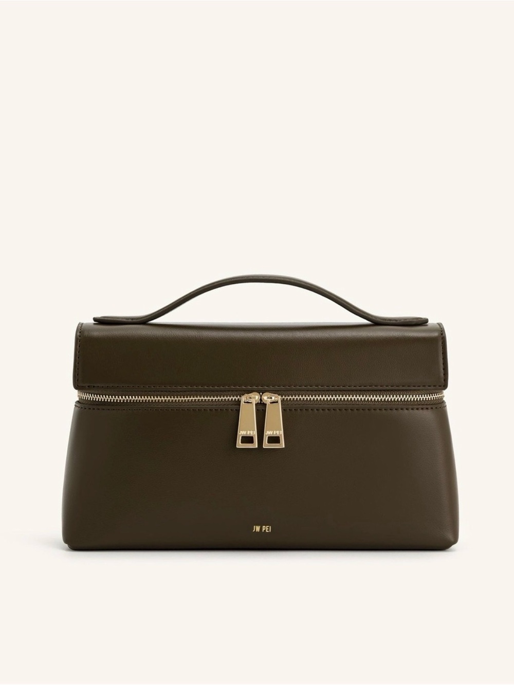 JW PEI Thea Olive Top-Handle Vegan Leather Satchel with Gold Hardware